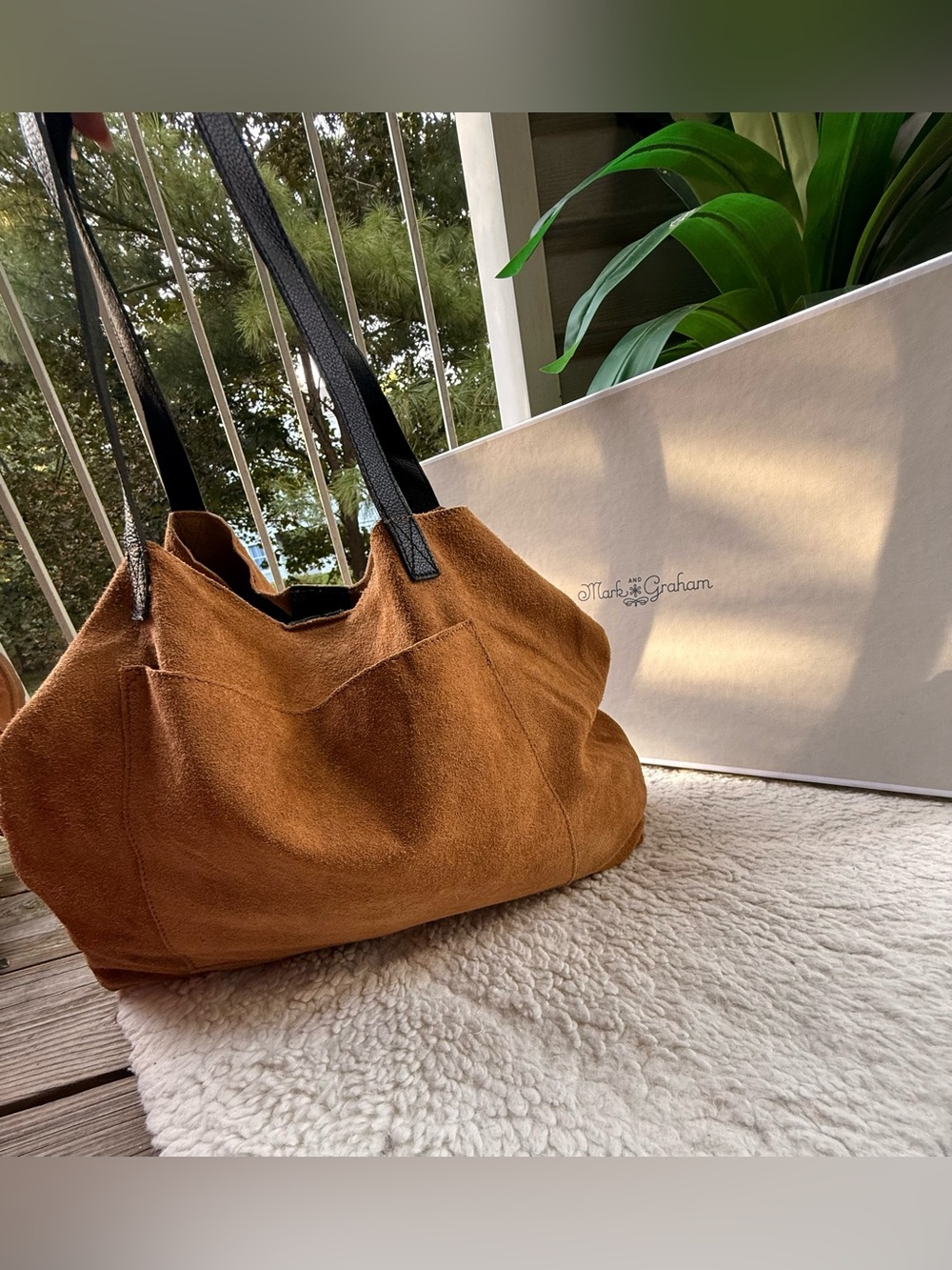 Boutique Description – Mark & Graham Suede Leather Tote